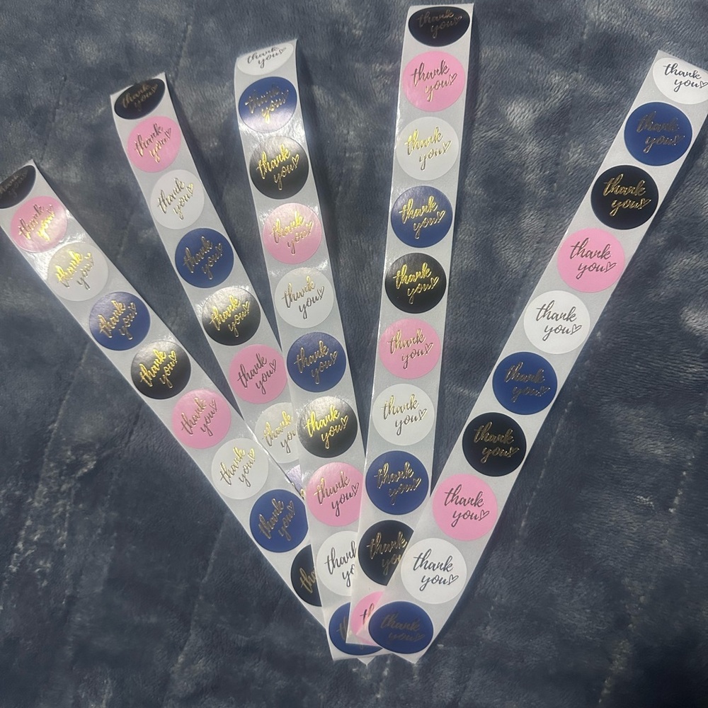 50 Stickers*Thanks you* Labels stickers in 4 different colors - gold foil text